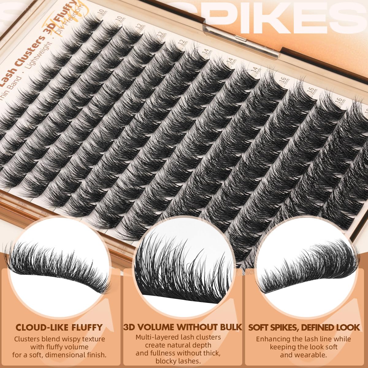 Kiromiro Fluffy Lash Clusters showing different lengths