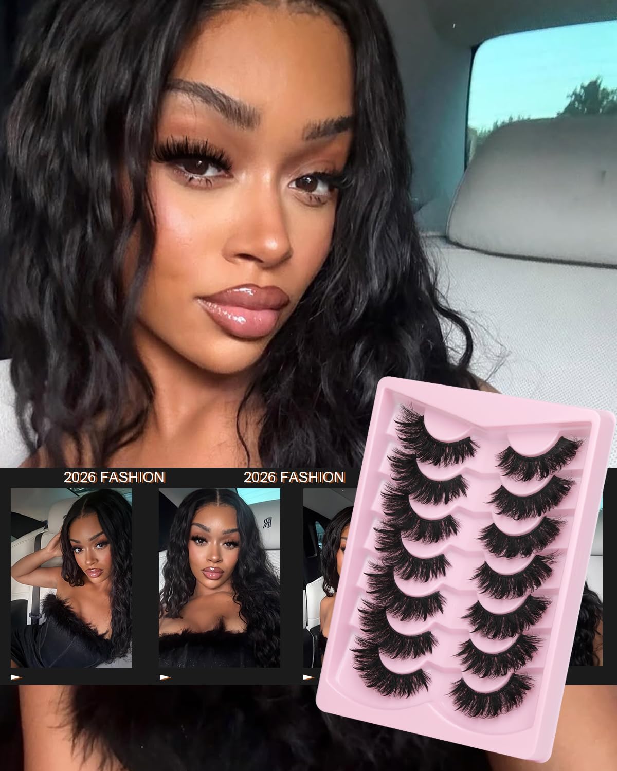 Kiromiro Fluffy Lashes displayed on a model's eyes