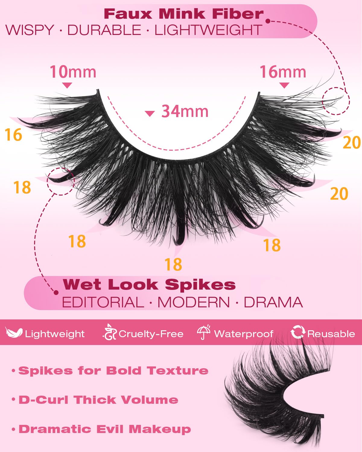 Kiromiro Fluffy Mink Lashes displayed with a beauty backdrop