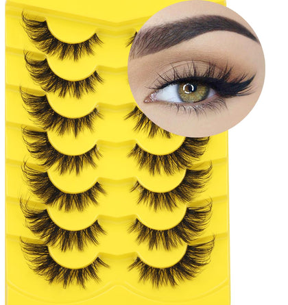 Kiromiro Fox Eye Lashes pack showing 7 pairs of clear band lashes