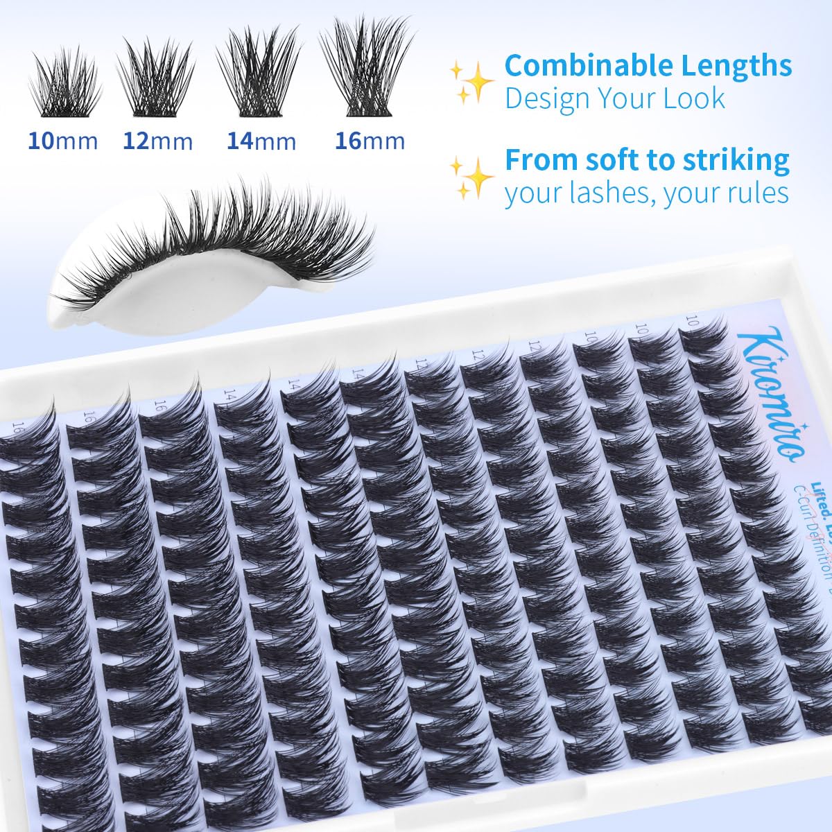 Kiromiro Lash Clusters displayed with tools