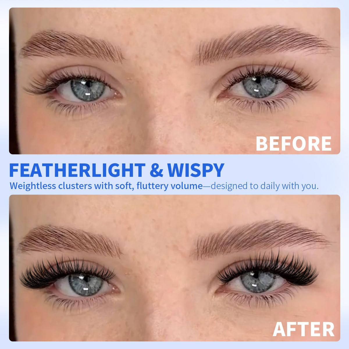 Kiromiro Lash Clusters on a model's eyes