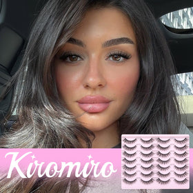 Kiromiro Wispy False Eyelashes on a makeup table