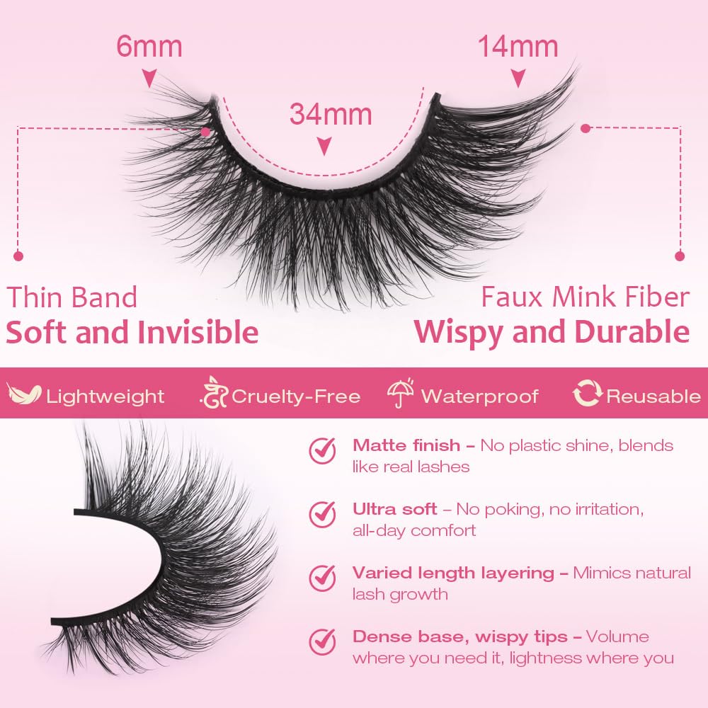 Kiromiro wispy faux mink lashes side view