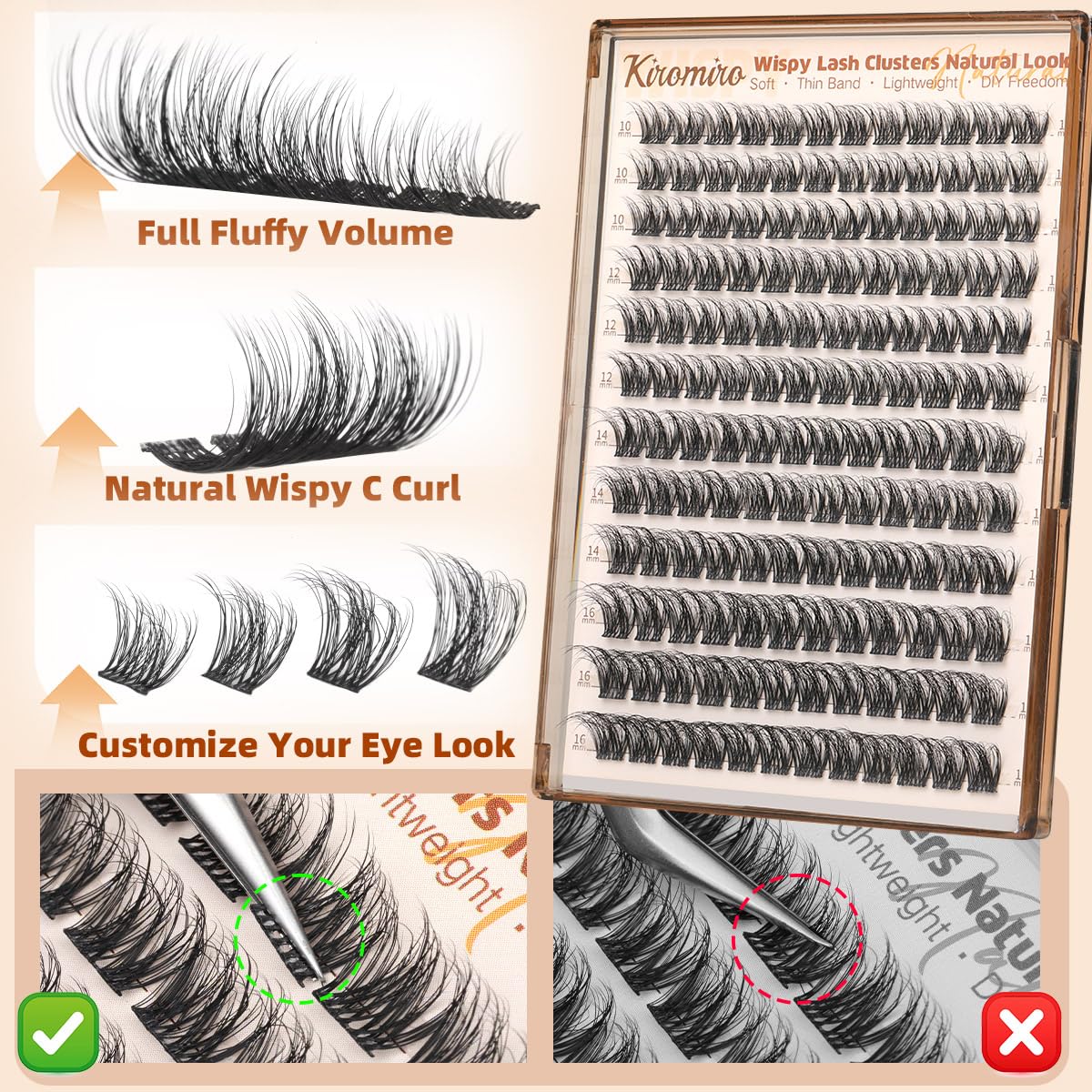 Kiromiro Wispy Lash Clusters on a model