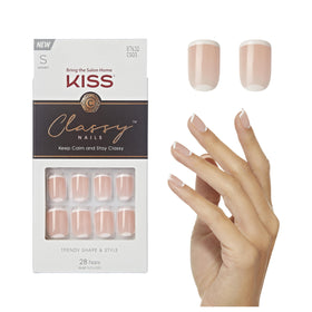 KISS Classy Fake Nails 28 Count front view with assorted designs