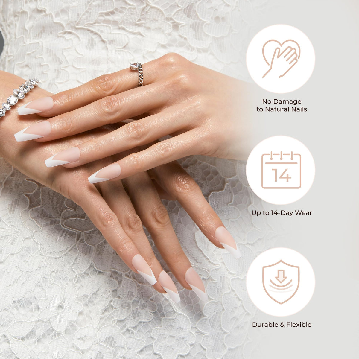 KISS Classy Fake Nails displayed in a stylish arrangement