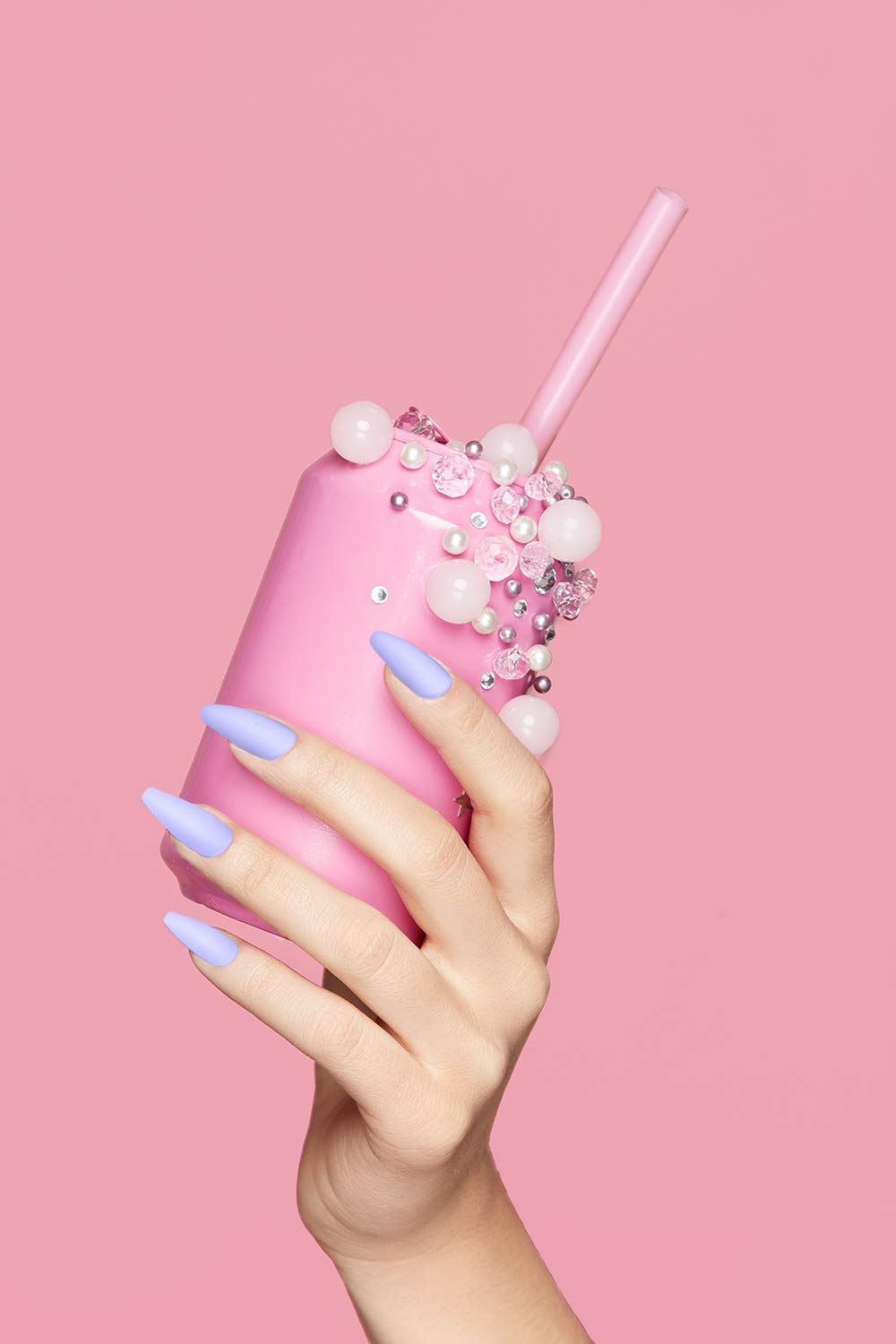KISS Gel Fantasy Press-On Sculpted Gel Nails Long Purple display