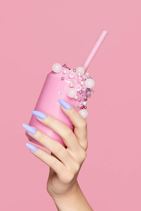KISS Gel Fantasy Press-On Sculpted Gel Nails Long Purple display
