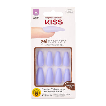 KISS Gel Fantasy Press-On Sculpted Gel Nails Long Purple front view