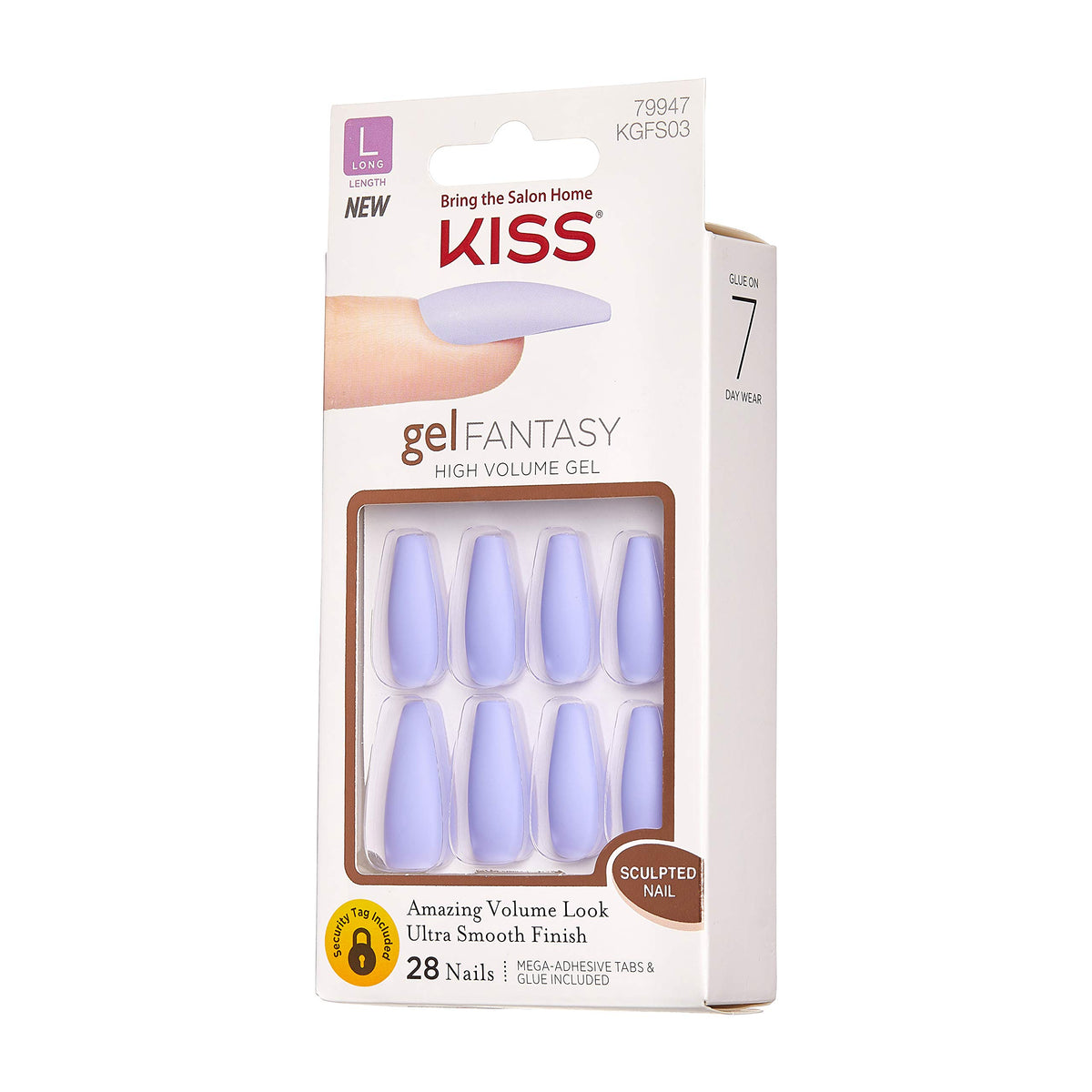 KISS Gel Fantasy Press-On Sculpted Gel Nails Long Purple packaging