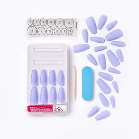 KISS Gel Fantasy Press-On Sculpted Gel Nails Long Purple with pink gel glue