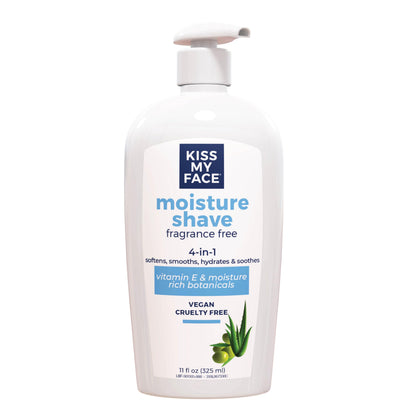 Kiss My Face Fragrance Free Moisture Shave 11 fl Oz pump bottle front view