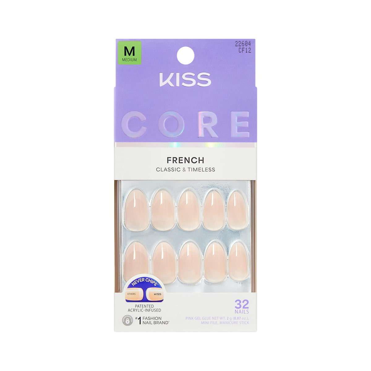 KISS Press On Nails 'Burble' pink almond shape front view
