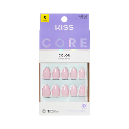 KISS Press On Nails Euphonious Pink short almond shape front view