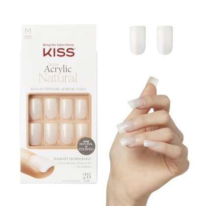 KISS Press-On Nails Euphoria French medium square design front view