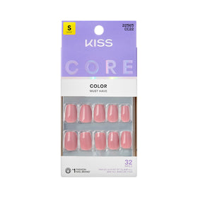 KISS Press On Nails 'Felicity' pink short squoval front view