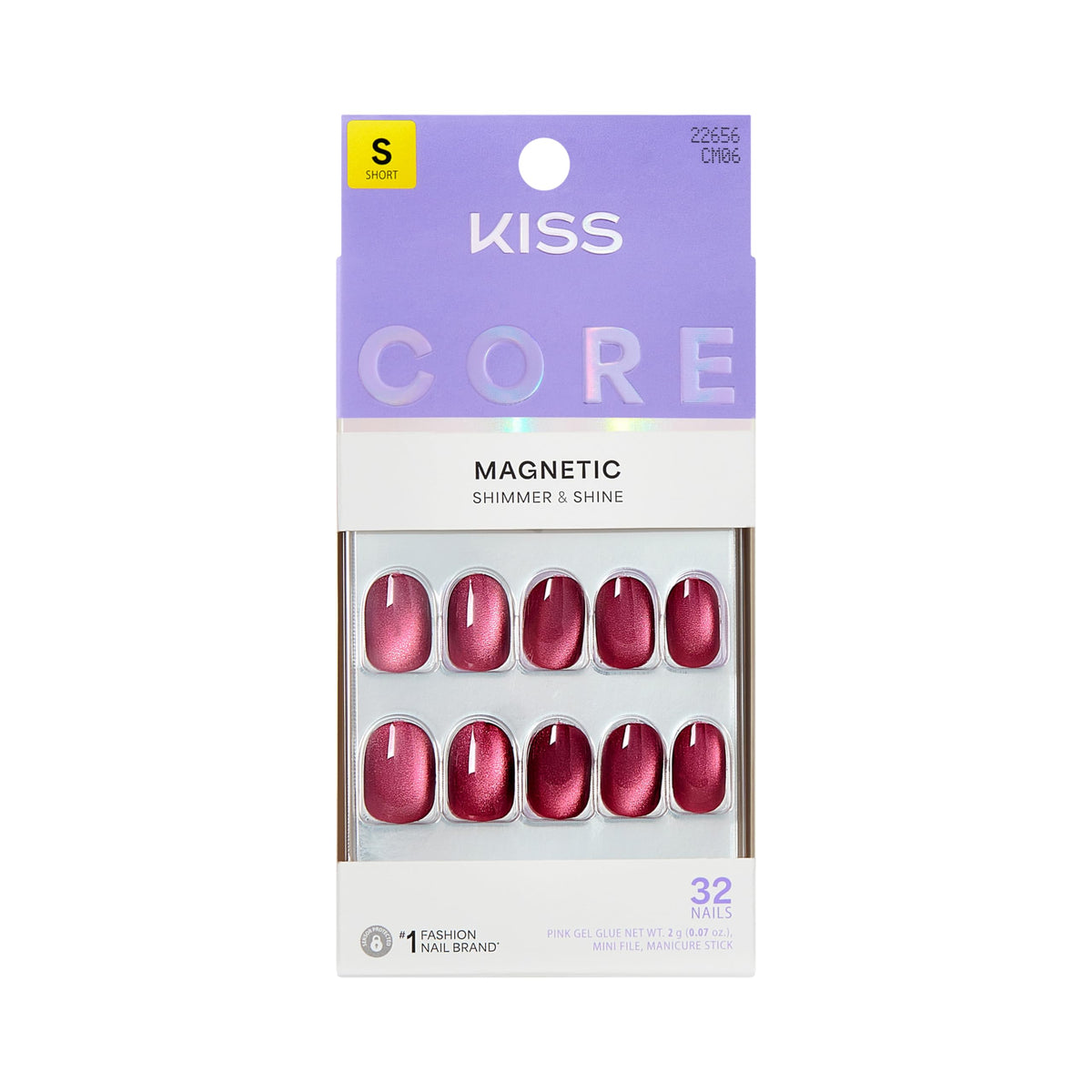 KISS Press On Nails 'Flaming' Purple front view with 32 nails