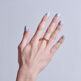 KISS Press On Nails 'Flee' blue nails displayed on a hand