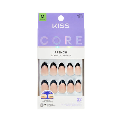 KISS Press On Nails 'Full of Fun' black almond shape front view