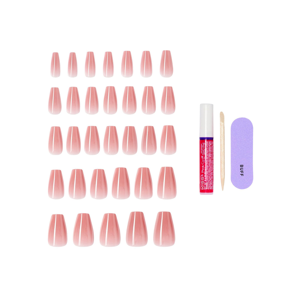 KISS Press On Nails 'Jubilation' close-up of nail glue and manicure stick