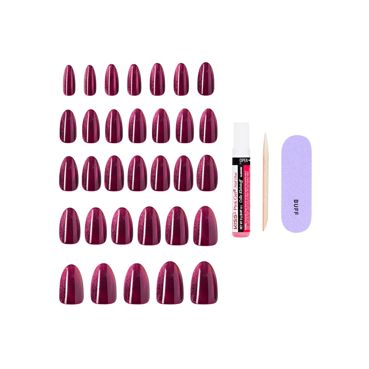 KISS Press On Nails with manicure stick and mini file