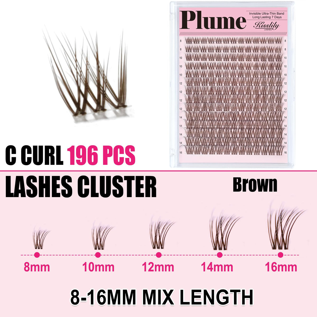 Kisslily lash clusters kit side view showcasing packaging