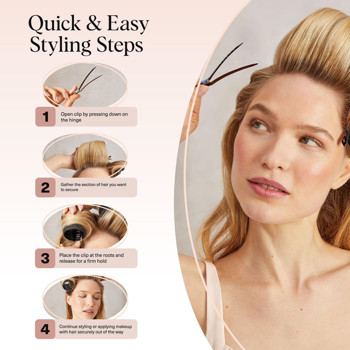 Kitsch Alligator Hair Clips in a hair styling kit