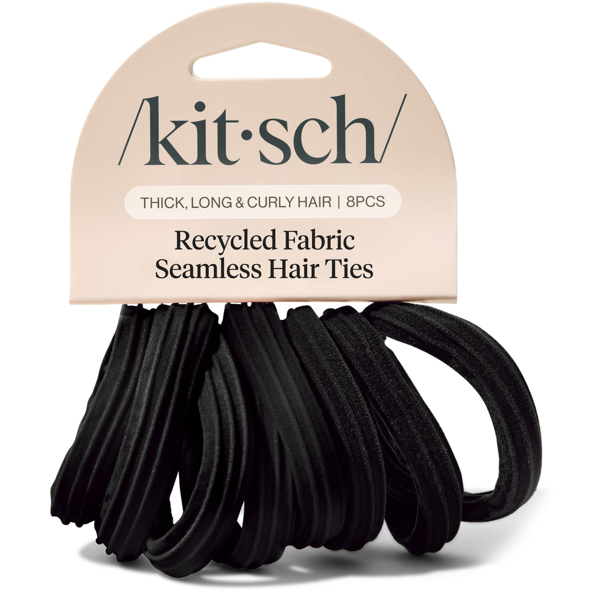 Kitsch black hair ties pack front view with 8 pieces