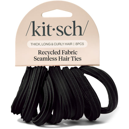 Kitsch black hair ties pack front view with 8 pieces