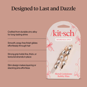 Kitsch Bobby Pins with White Gemstones displayed with other hair accessories