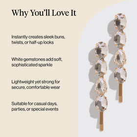 Kitsch Bobby Pins with White Gemstones in packaging