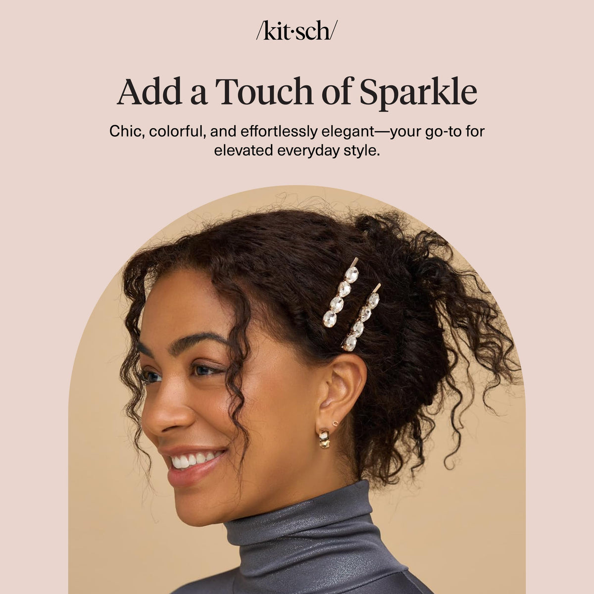 Kitsch Bobby Pins with White Gemstones lifestyle scene