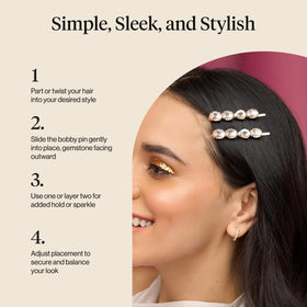 Kitsch Bobby Pins with White Gemstones on a hairstyle