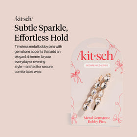 Kitsch Bobby Pins with White Gemstones side view