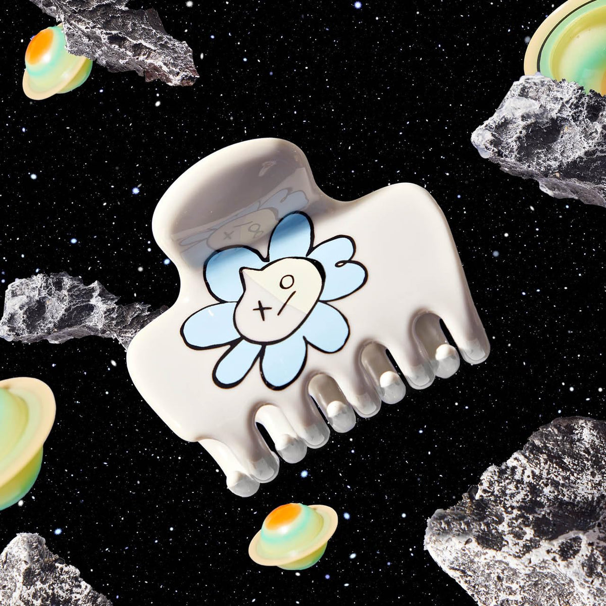 Kitsch BT21 hair clip in a stylish updo hairstyle