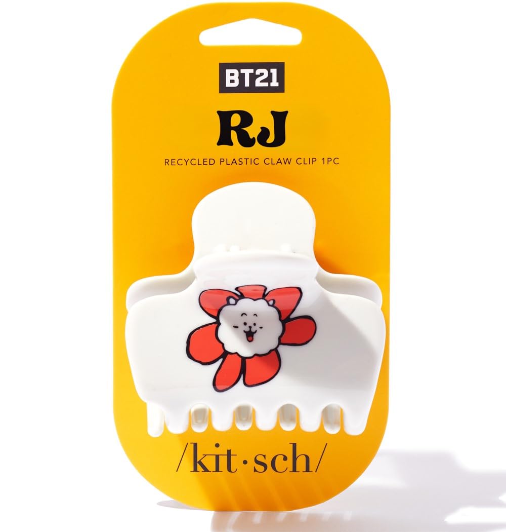 Kitsch BT21 Large Hair Clip RJ front view with vibrant floral print