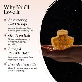 Kitsch C-3PO Glitter Medium Hair Clip in use with styled hair