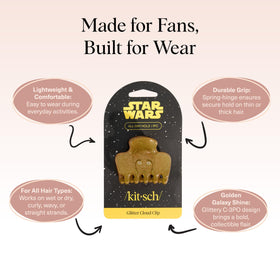 Kitsch C-3PO Glitter Medium Hair Clip on a table with a stylish background