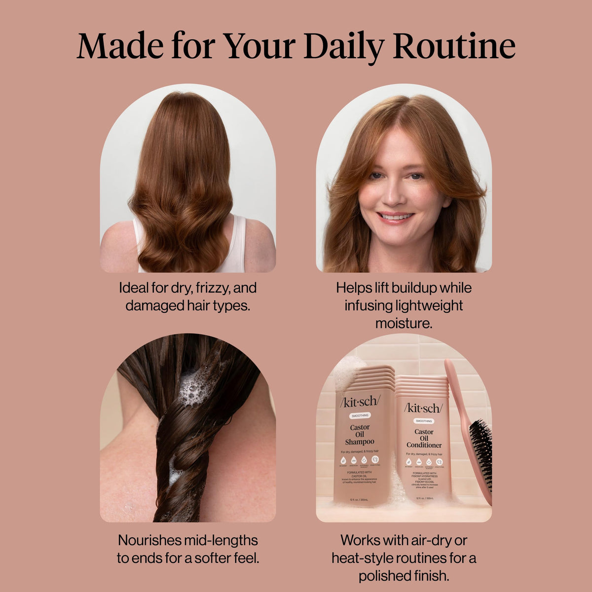 Kitsch Castor Oil Conditioner application on hair