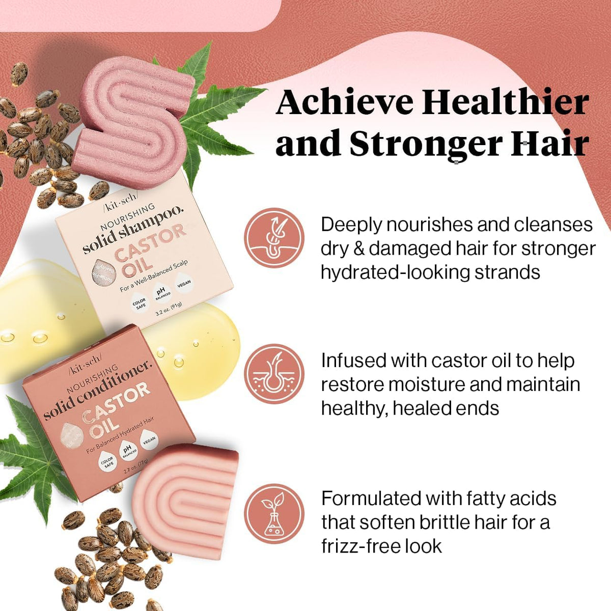 Kitsch Castor Oil Shampoo bar close-up