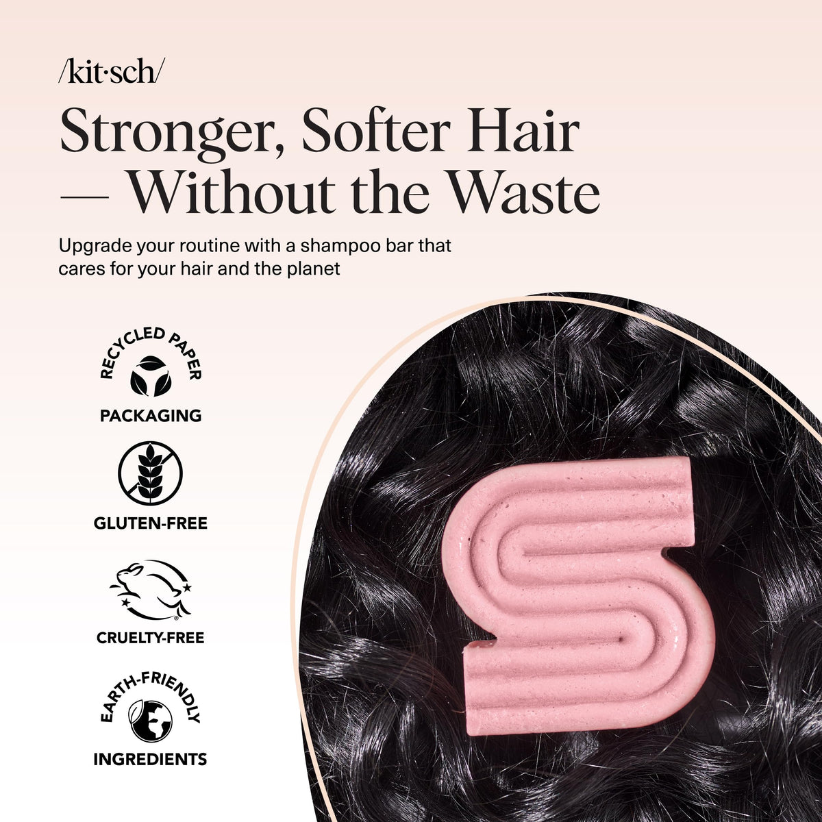 Kitsch Castor Oil Shampoo Bar in use on wet hair