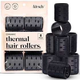 Kitsch Ceramic Hair Rollers Black set front view