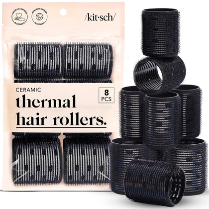 Kitsch Ceramic Hair Rollers Black set front view