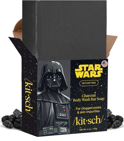 Kitsch Charcoal Body Wash Bar Soap Star Wars Darth design front view