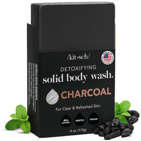 Kitsch Charcoal Soap Body Wash Bar front view with packaging
