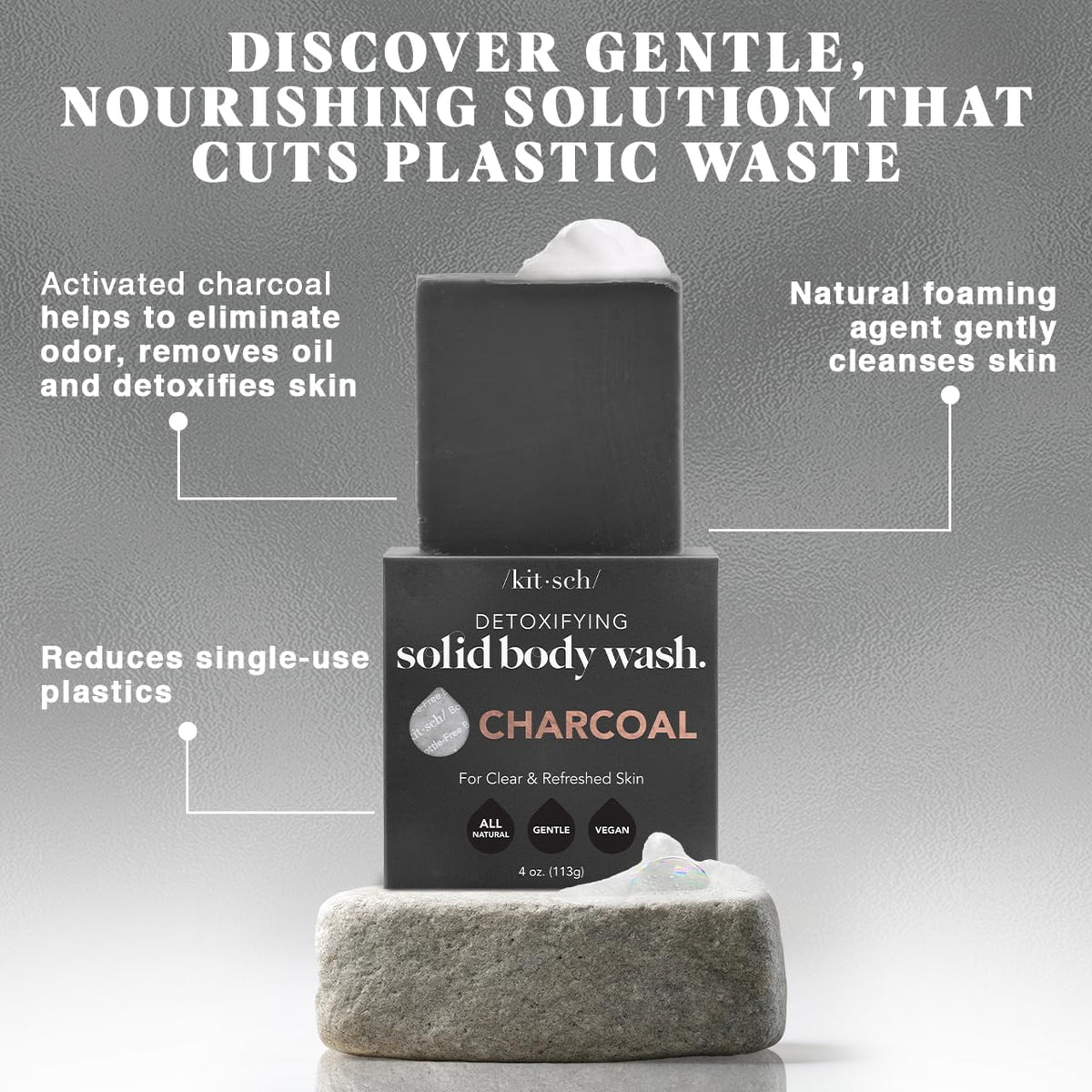 Kitsch Charcoal Soap Body Wash Bar in a lifestyle setting