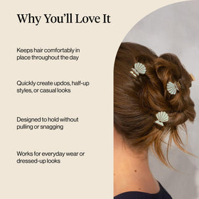 Kitsch Clam Shell Small Hair Clips in use with half-up hairstyle