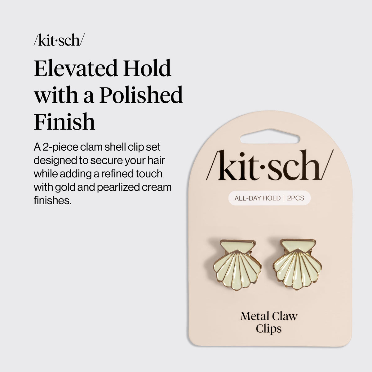 Kitsch Clam Shell Small Hair Clips side view showing design