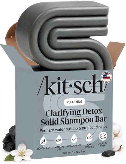 Kitsch Clarifying Shampoo Bar front view with packaging